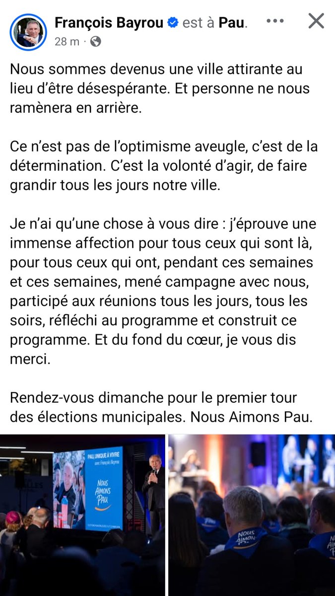 Dimanche, votons "Nous Aimons Pau" avec François Bayrou pour une ville unique à vivre !

Pendant 12 ans, nous avons, avec François <a href="/bayrou/">François Bayrou</a>, travaillé à métamorphoser, améliorer notre ville et votre quotidien. 
Pour les 7 prochaines années, nous proposons de continuer.