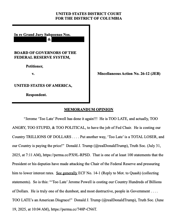 mitchjackson's tweet photo. BREAKING: The DOJ Came After Jerome Powell. A Federal Judge Stood Up to the Most Powerful Man in the World. Here Is Why The Judge Got It Right.

My analysis here...

https://t.co/3vgsq7upgt https://t.co/iR9qLCXcEI