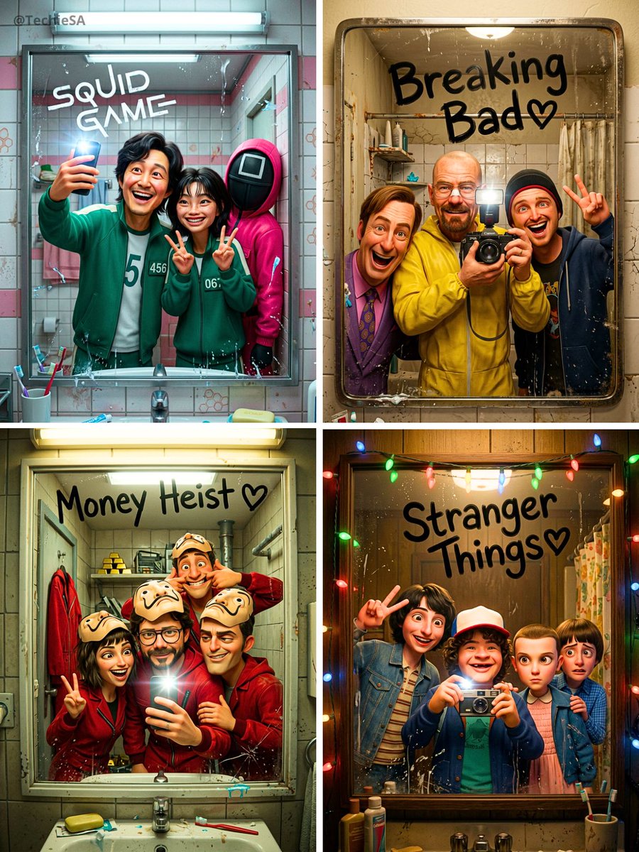 TV mirror selfie grid