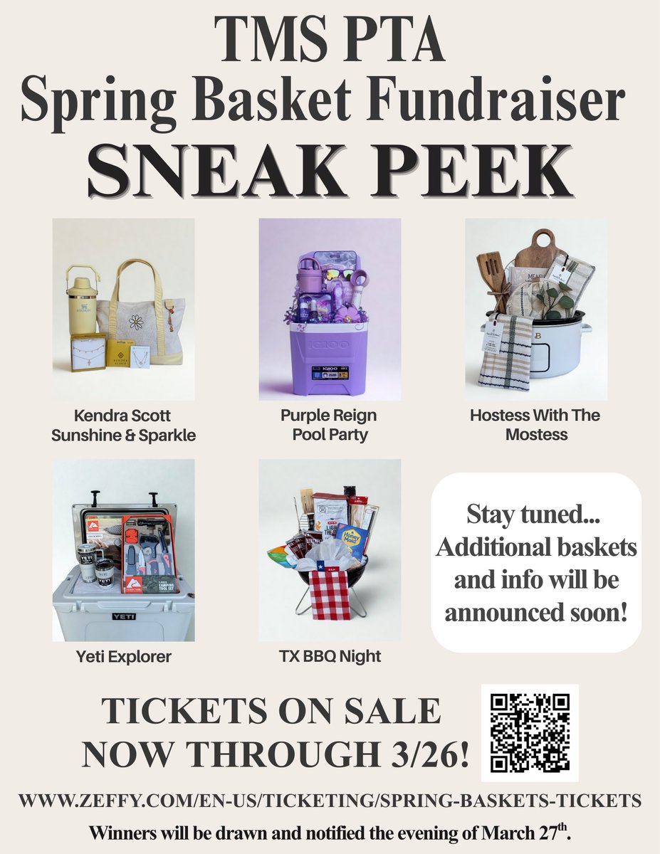 TimberwoodPTO's tweet photo. 🌟 Sneak Peek Alert! 🌟 

Our baskets are ready, and they’re amazing! From stylish jewelry to backyard BBQ essentials, there’s something for everyone. 

🎟️Tickets are on sale now! More baskets are coming soon, so keep checking back for even more ways to win. @HumbleISD_TMS https://t.co/WajXkKRIxF