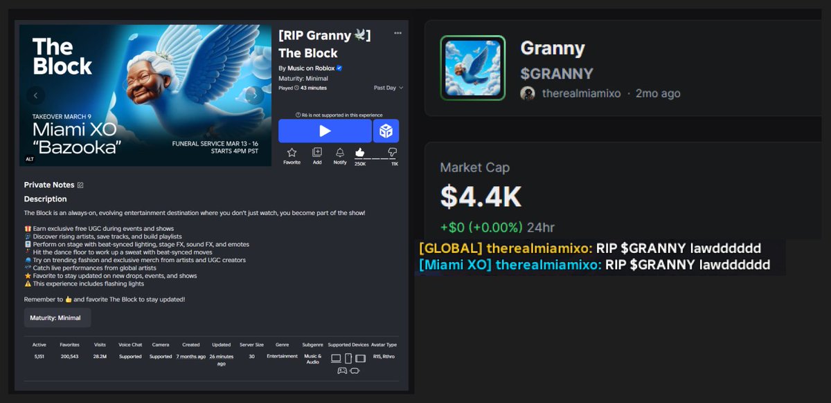 Roblox's The Block is promoting an artist that's using their event to promote their crypto coin 😭😭