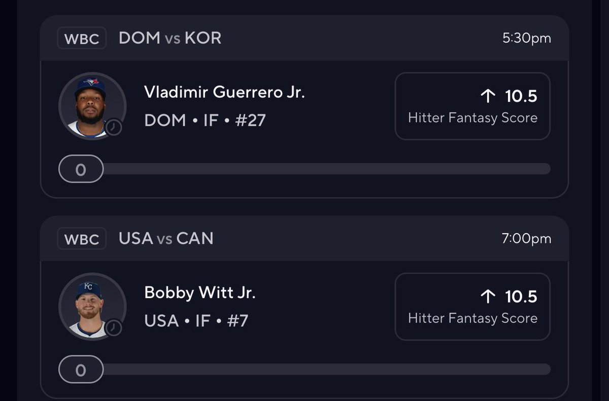 BlackMambaDFS's tweet image. Full Card March 13th 🎯

(⭐ Top Plays)

Vladimir Guerrero Jr o10.5 Fantasy⭐️
Geraldo Perdomo o1.5 H+R+RBI⭐️
Bobby Witt Jr o10.5 Fantasy⭐️
Ketel Marte o9.5 Fantasy
Brice Turang o1.5 H+R+RBI
Roman Anthony o7.5 Fantasy
Alex Bregman o7.5 Fantasy
Josh Naylor o6.5 Fantasy

You can