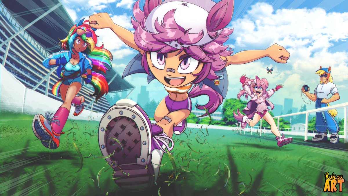 |COMM| - Runners Academy
This commission is a hybrid AU between Uma Musume and Equestria Girls where not only females are part horses but also there are also human stallions.

#umamusume #mylittlepony #RainbowDash #Scootaloo #originalcharacter #fanart #myart