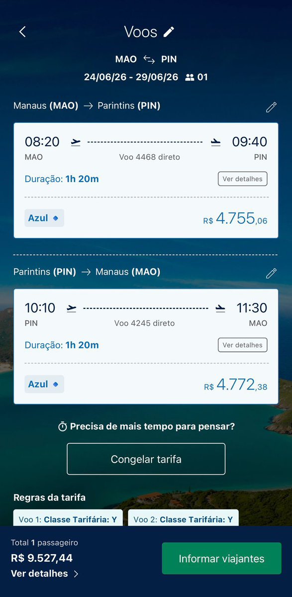 Quase R$ 10 mil numa passagem de 1h pra Parintins. Todo ano essa palhaçada.
Ano passado oficiei a ANAC e confrontei o Ministro do Turismo. O governo lavou as mãos. Agora estou cobrando respostas da Secretaria Nacional de Defesa do Consumidor.
Chega de fazer amazonense de besta 👇