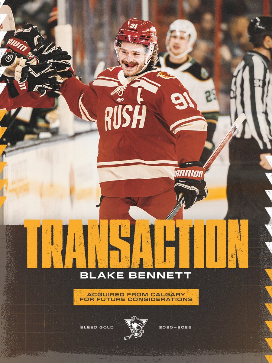 The Penguins have acquired forward Blake Bennett from the Calgary Wranglers.

wbspenguins.com/penguins-acqui…