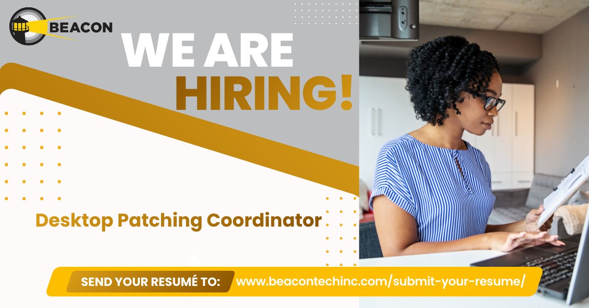 Happy Friday! Check out this new role. 
Desktop Patching Coordinator: beacontechinc.com/careers/deskto…
All roles: beacontechinc.com/careers/
#beacontechnologies #hiring