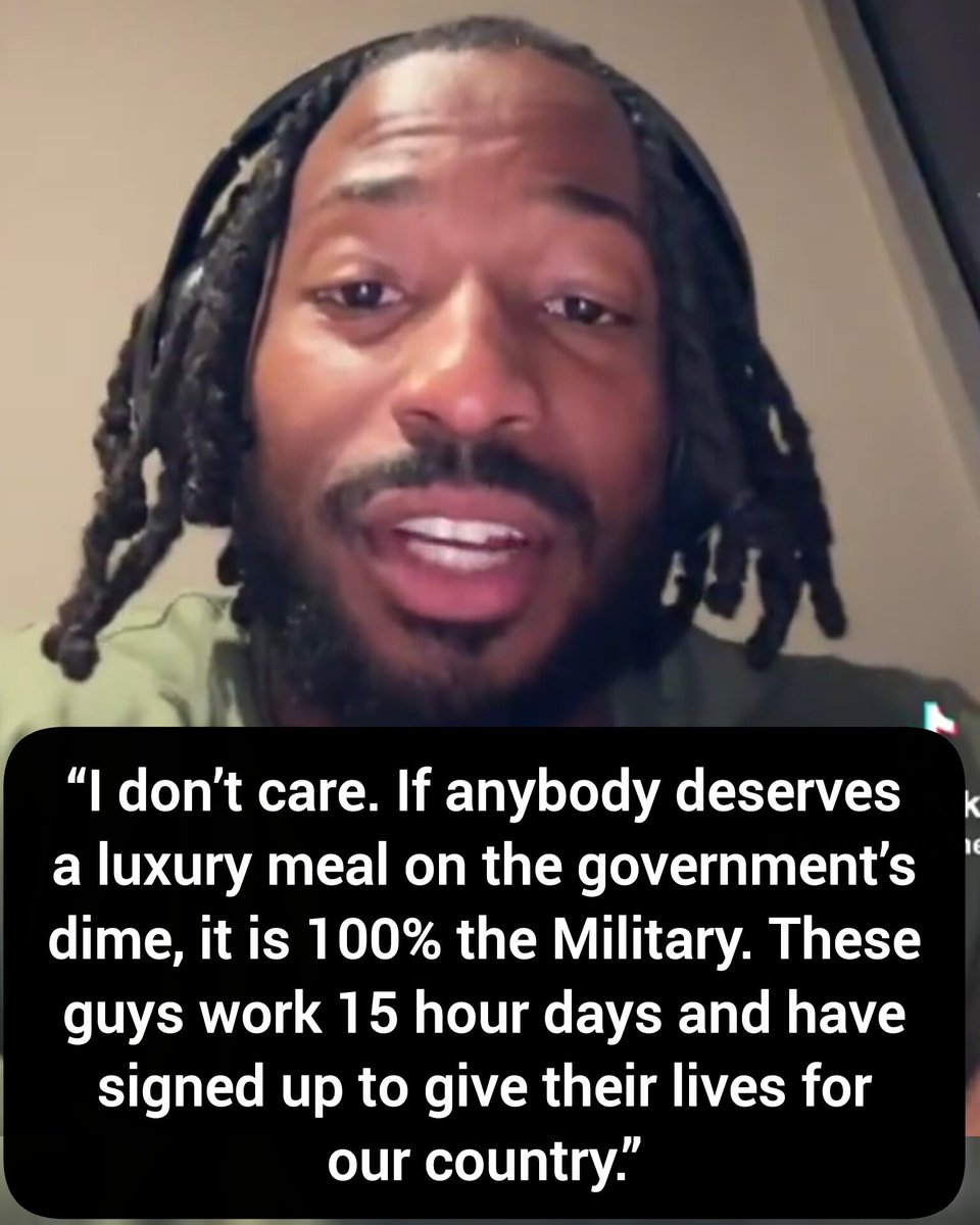 “I don’t care. If anybody deserves a luxury meal on the government’s dime, it is 100% the Military. These guys work 15 hour days and have signed up to give their lives for our country.”

Do you agree?