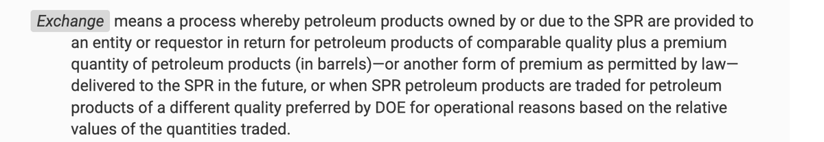 Wright is calling these "swaps" but I wouldn't be surprised if he means exchanges. Exchanges are authorized under 42 USC 6240, the acquisition authority. 

Importantly, under the reg governing acquisition (10 CFR 626), exchanges require that DOE take return barrels with a