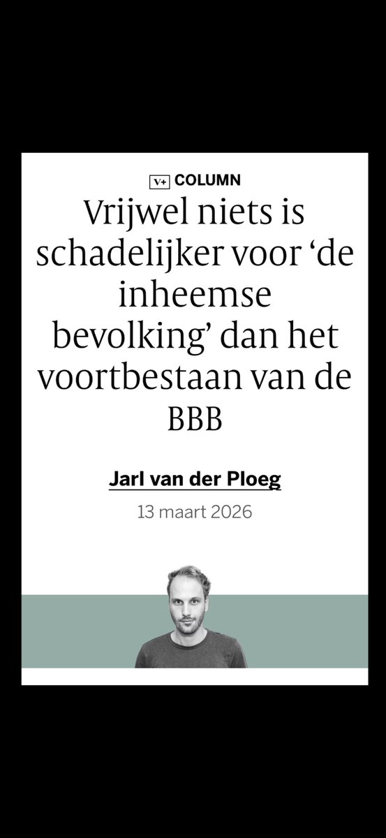 ‘Vrijwel niets is schadelijker voor de inheemse bevolking dan het voortbestaan van de BBB. Ik hoop daarom vurig dat het portret van Gouke Moes ooit een plekje krijgt in het Rijksmuseum. En dat ze op het bordje ernaast schrijven: deze man was ons dieptepunt’