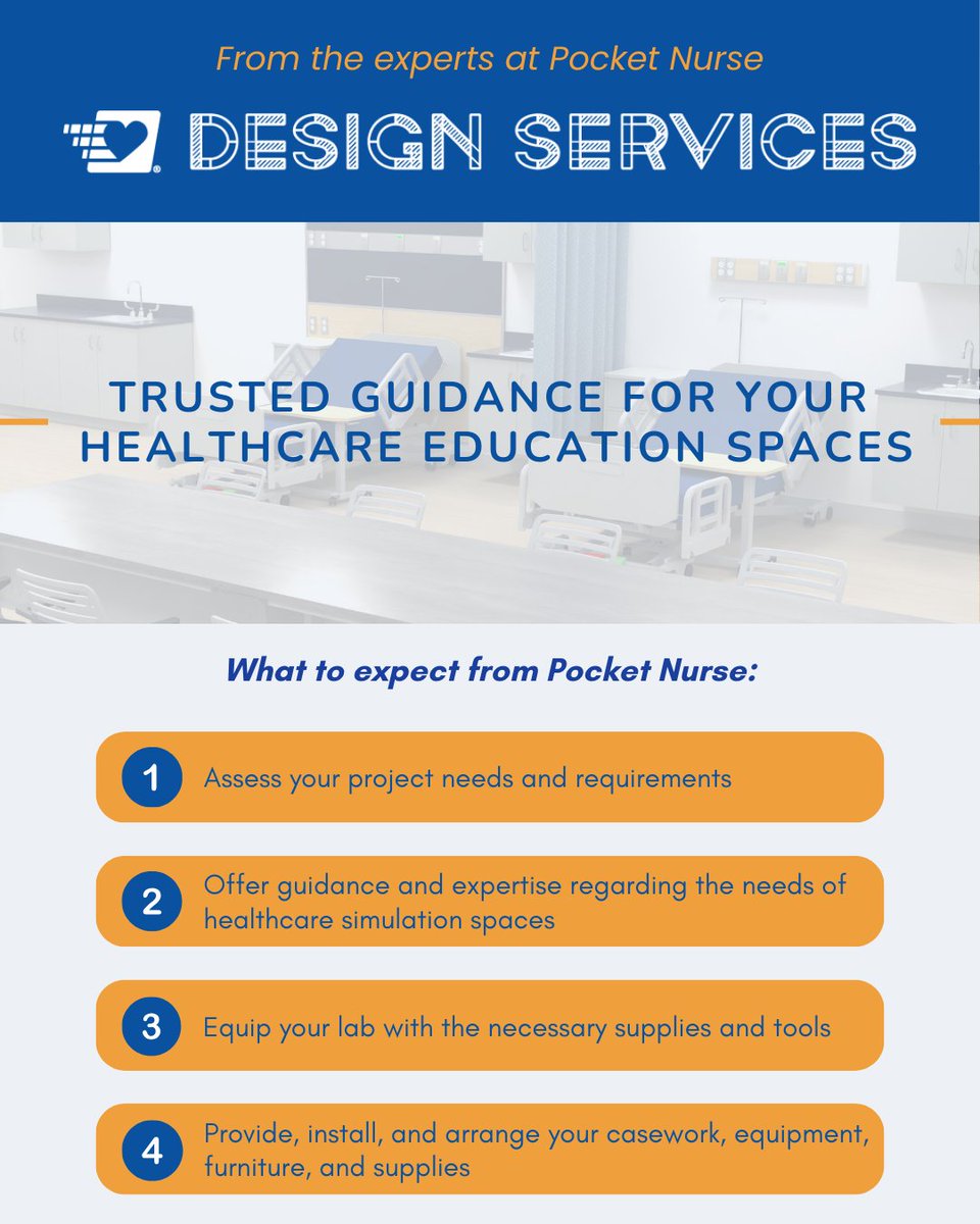 Pocket_Nurse's tweet photo. At Pocket Nurse®, we collaborate with you and your architects to create functional, efficient learning environments that truly support your program’s goals. 🏥📚

Learn more: https://t.co/ei6mCcRRrZ

#HealthcareEducation #SimulationLab #NursingEducation https://t.co/NSD3WFSzIp