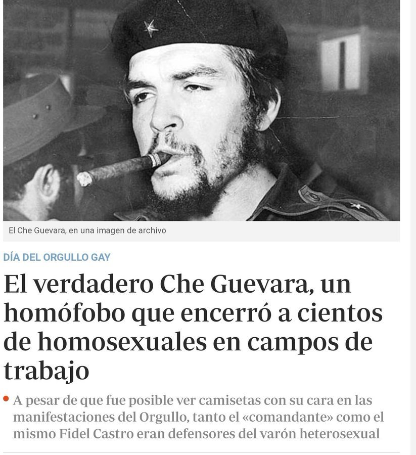 nacional_memes's tweet photo. ¿Defienden el modelo socialista cubano  🇨🇺?

¿Idolatran al Che que fusilaba "traidores" y perseguía a la comunidad LGBTI?

¿En serio alguien espera que no haya homofobia y miseria con esos  referentes tan nefastos?  Jajajajajajaja 🐺 https://t.co/M7n5hdRmkG