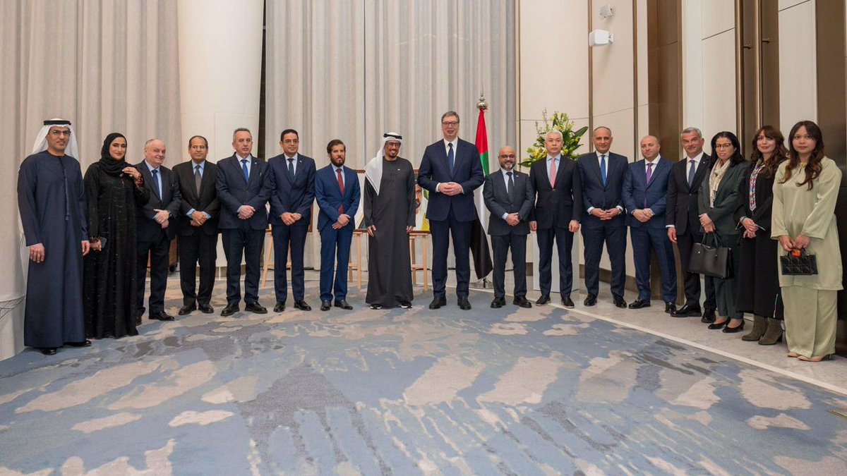 LibyaSRB's tweet photo. بدعوة كريمة من سعادة سفير دولة الإمارات العربية المتحدة الشقيقة لدى جمهورية صربيا، شارك سعادة السفير محمد بن غلبون، سفير دولة ليبيا لدى جمهورية صربيا، في مأدبة الإفطار التي أُقيمت على شرف فخامة الرئيس ألكسندر فوتشيتش، رئيس جمهورية صربيا 🇷🇸، وذلك بحضور عدد من أصحاب السعادة سفراء الدول الإسلامية المعتمدين لدى بلغراد.

وسادت المناسبة أجواء رمضانية عكست روح التقارب والتواصل بين الدول الإسلامية وجمهورية صربيا، بما يعزز أواصر الصداقة والتعاون المشترك.

📍 بلغراد – جمهورية صربيا
📅 12 مارس 2026

#وزارة_الخارجية_والتعاون_الدولي
#حكومتنا
#حكومة_الوحدة_الوطنية