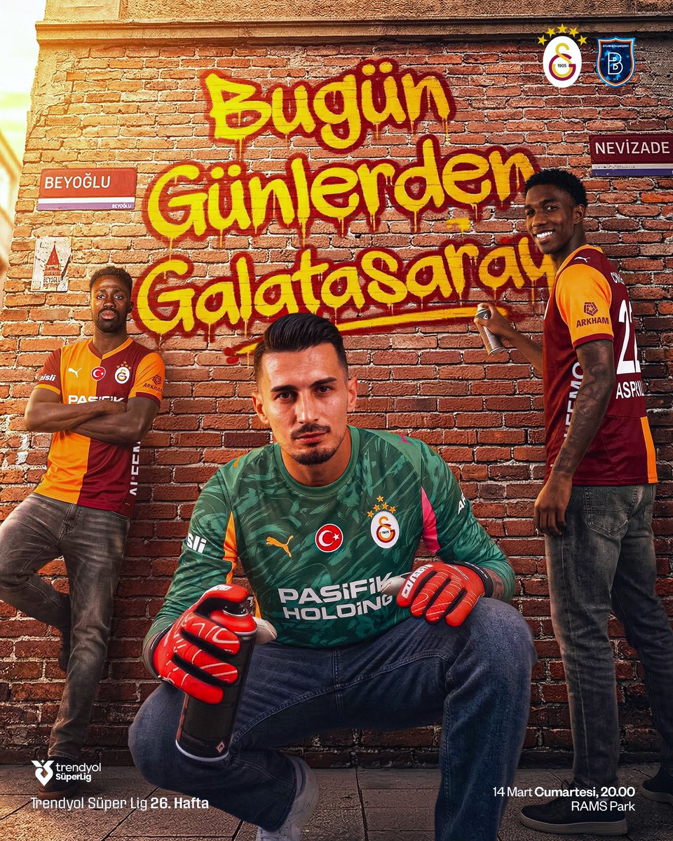 #BugünGünlerdenGALATASARAY 💪

🏆 Trendyol Süper Lig 2025-2026 Mehmet Ali Yılmaz Sezonu
🗓️ 26. Hafta
⚽ RAMS Başakşehir
📆 14.03.2026
⏰ 20.00
🏟️ Ali Sami Yen Spor Kompleksi RAMS Park
📲 #ultrAslanGaziantep