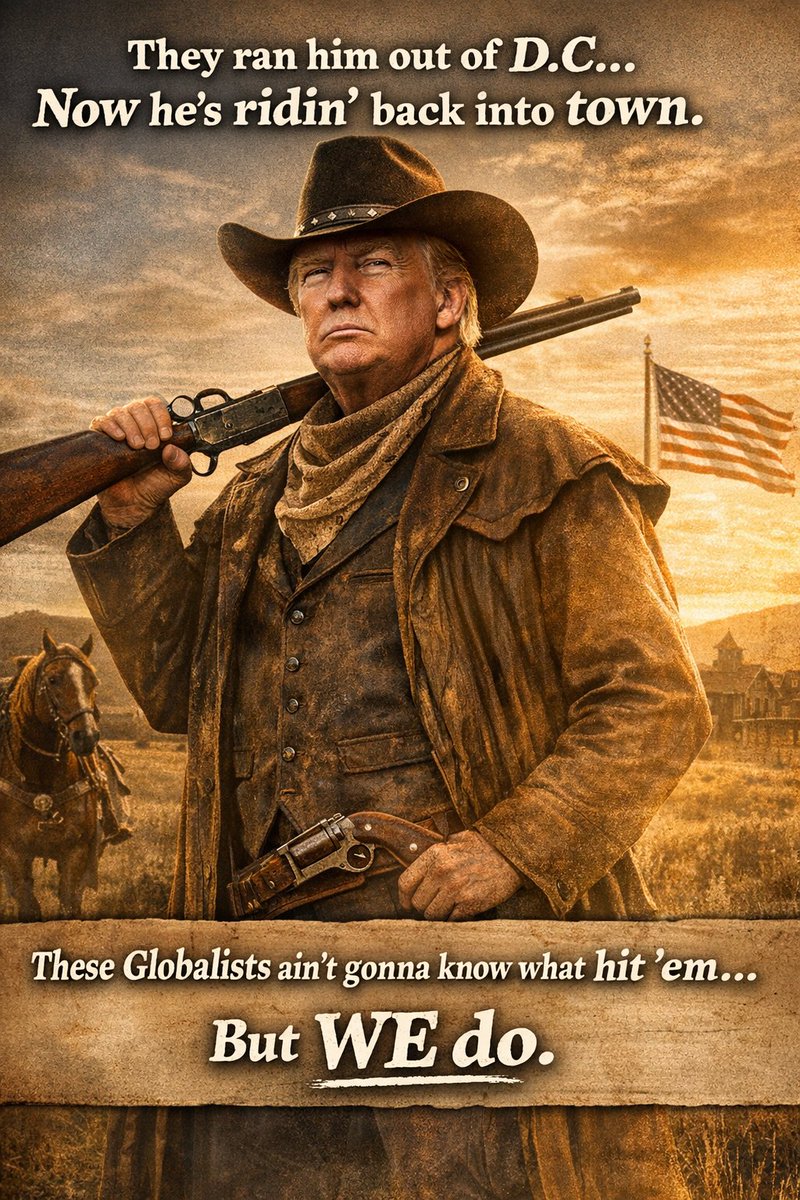 ivica_ilievski's tweet photo. 🚨 THEY RAN HIM OUT OF D.C…
🤠 Now the cowboy rides back into town.
💥 These globalists won’t know what hit ’em… but WE do.
🇺🇸 Hold onto your hats. The comeback is just beginning.
#Trump #MAGA #CowboyEnergy #BackInTown #AmericaFirst #PoliticalComeback https://t.co/RC8XaZKAzG