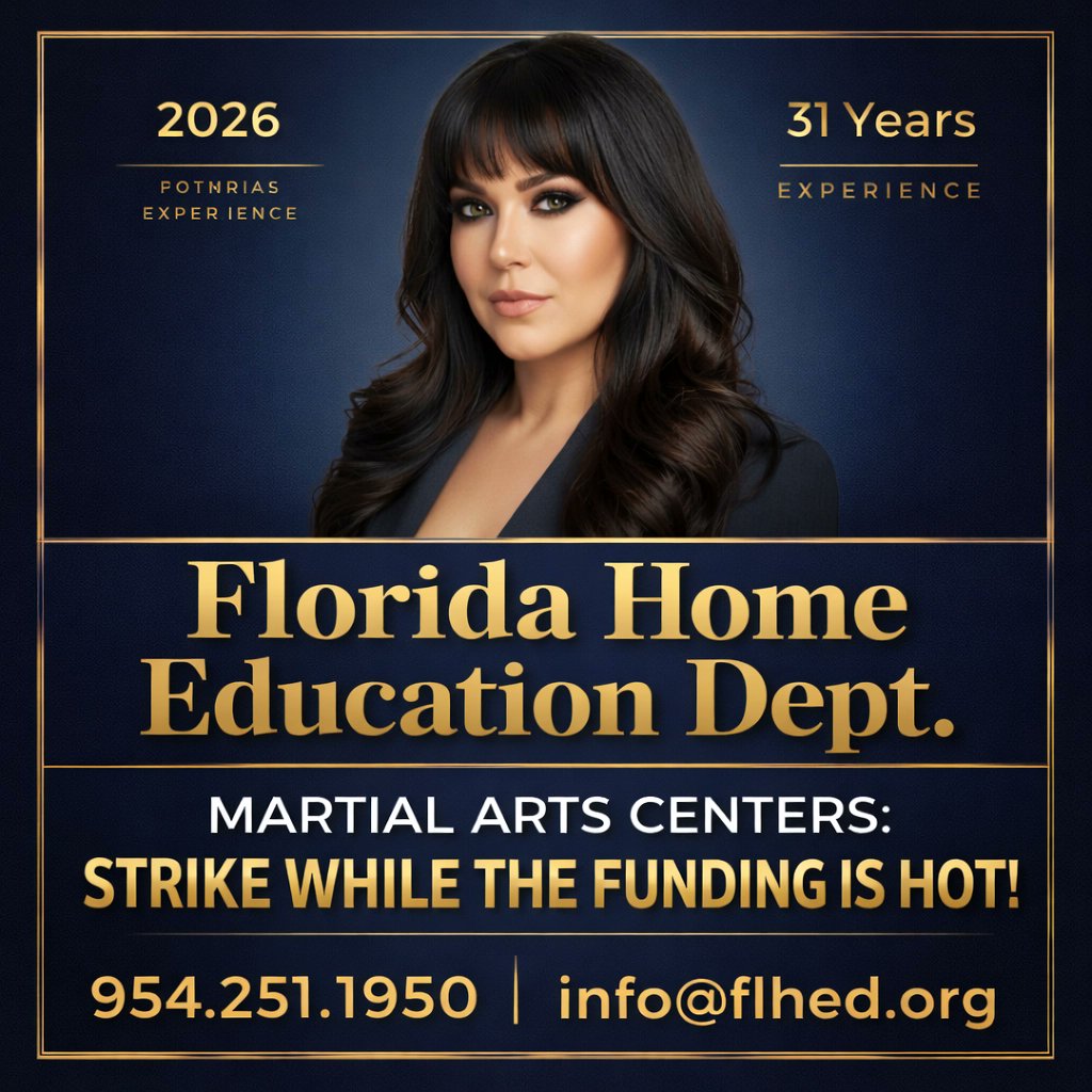 MARTIAL ARTS CENTERS: STRIKE WHILE THE FUNDING IS HOT! 🥋 

Monetize mats! Step Up approved in 30 days. 31 yrs exp. 1 student covers us!

📲 954.251.1950 
✉️ Info@FLHED.org 
🔗 Florida-Home-Education.sintra.site
- Grace Coca, CEO of FLHED