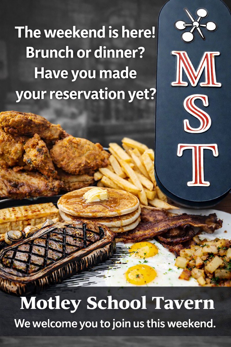 MSTDSMIA's tweet photo. The weekend is here ✨
Brunch or dinner?
Have you made your reservation yet? We’d love to have you join us at Motley School Tavern this weekend. https://t.co/5PA1sqaak6
