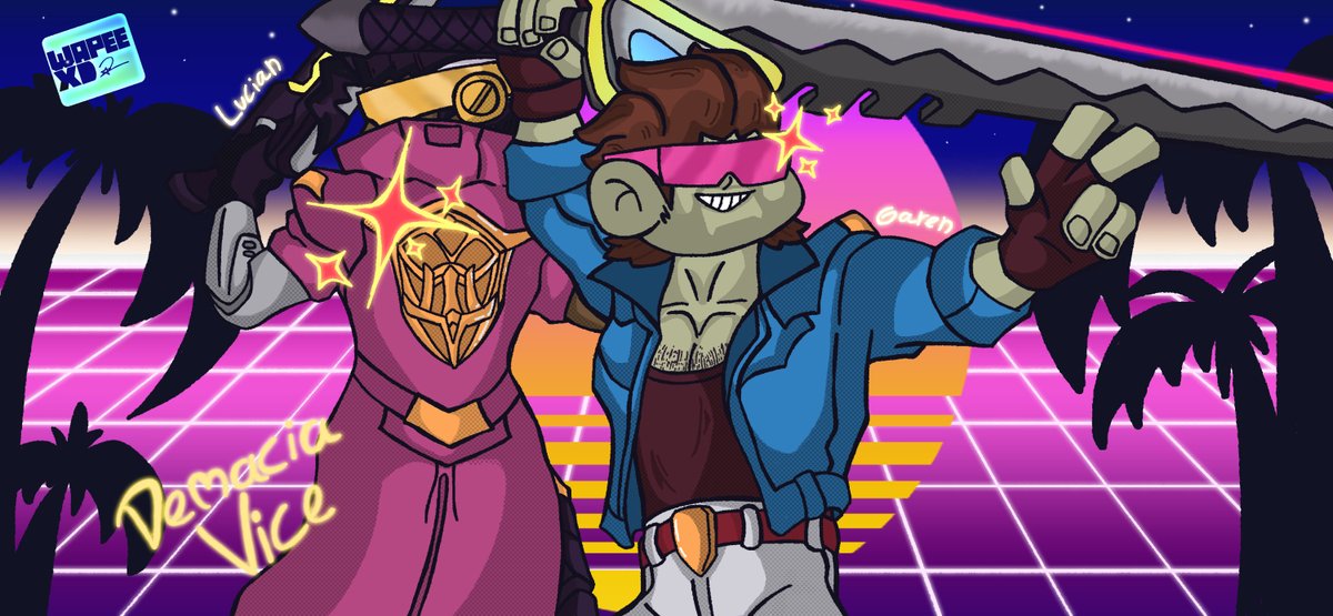 wapeeXD's tweet photo. Demacia Vice duo🕵️‍♂️🌴
#leagueoflgends #LeagueOfLegendsFanArt #demaciavice #Garen #Lucian https://t.co/KtOveBpOAf