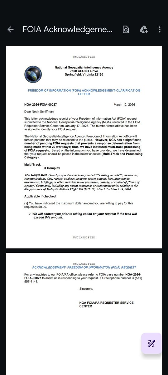 Noah_A_S's tweet photo. I think my #MH370 #FOIARequest was accepted, but I'm not sure yet.
They haven't denied it from what I can tell... 🤞🍀 https://t.co/JnezGYM2yC