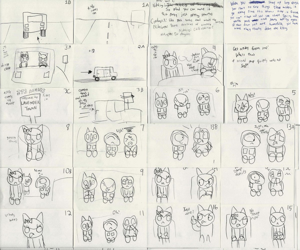 Movieunleashers's tweet photo. Random miscellaneous storyboards from Lavender Town dating back to June 2013. I stopped doing em after awhile cuz scannin em was tedious. 
After I'd just drag and drop during the animation layout instead https://t.co/3tgUaVnCQZ