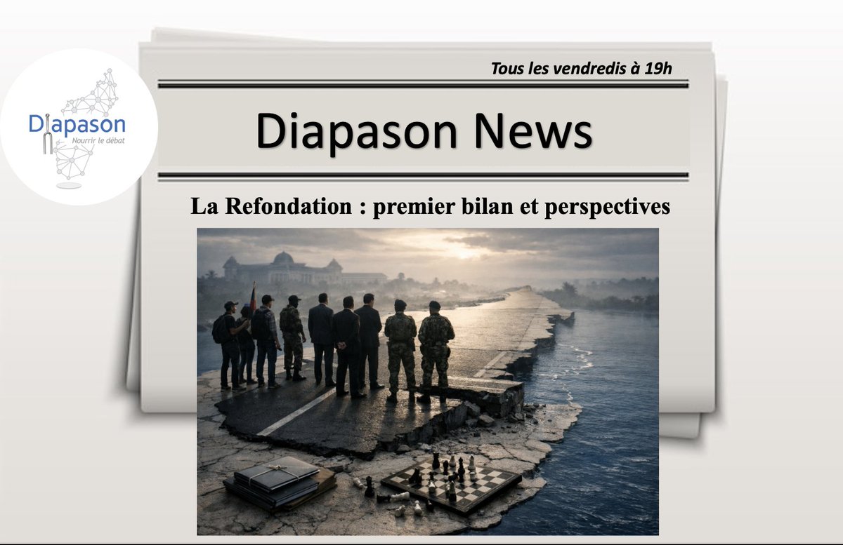 C'est vendredi 19h !  📣 

📰 Diapason News 🗞️ (1 article par semaine)

"La Refondation : premier bilan et perspectives" 🗞📖

diapason.mg/la-refondation…

Bonne lecture !

PS : Article audio (sélectionnez la "bonne voix" et la vitesse de lecture) 

#Diapason_think_tank
#Madagascar