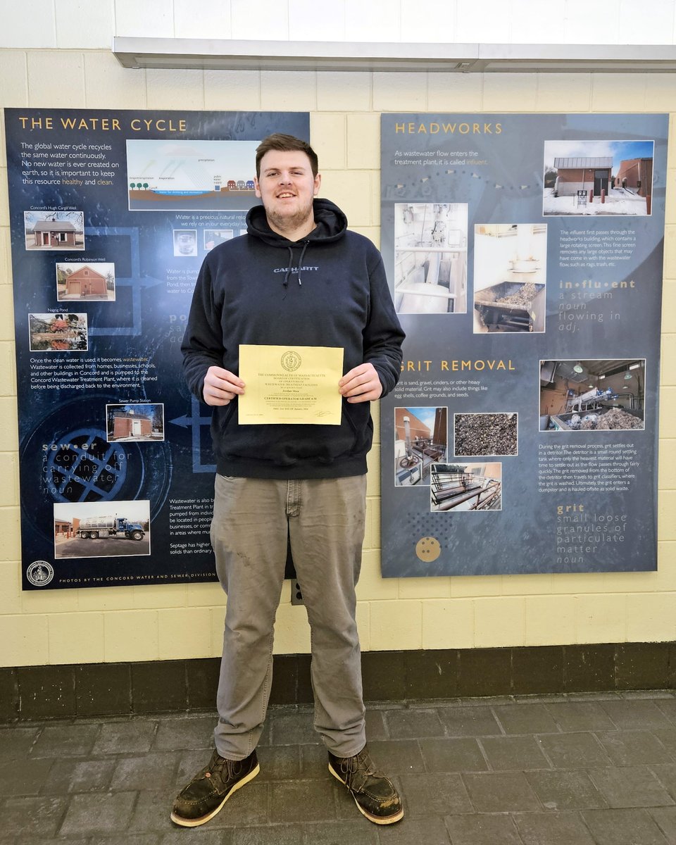 woodardcurran's tweet image. Congrats to Jordan Shea on passing the MA Grade 4M Wastewater Treatment License exam, a testament to his hard work &amp;amp; dedication! Since joining our team as an Operator Trainee at our Concord, MA WWTP, he has been building his skills &amp;amp; growing his career! #WorkForWater