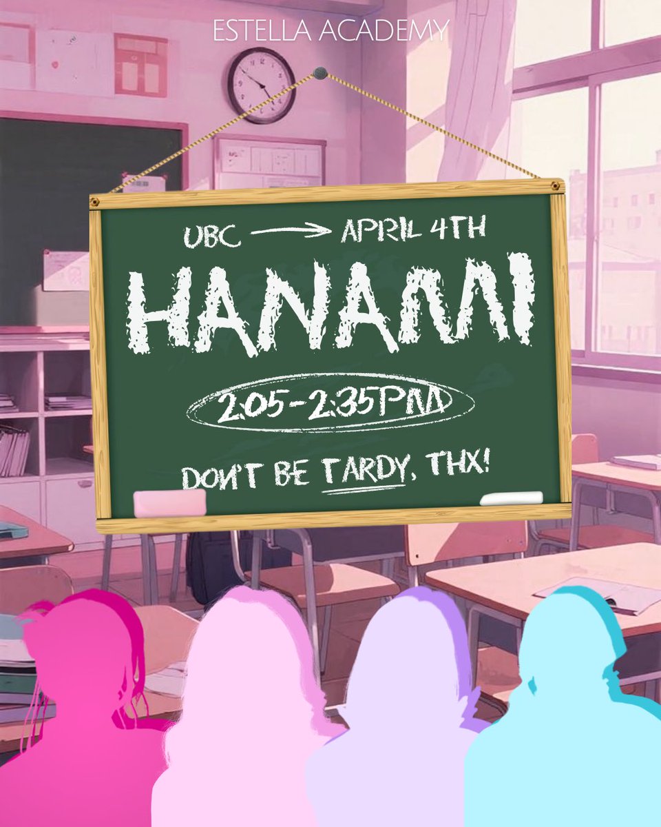 estellaidols's tweet photo. ⁎⁺˳✧༚ 🦋 ESTELLA ACADEMY 📚

🕒 2:05 - 2:35 PM
📅 APRIL 4TH, 2026 
📍 POP UP HANAMI! 

estella! Academy is BACK! And word on the street is that there’s a NEW student…? I wonder if she’ll join the school idol club… https://t.co/BU9Q3W2lKi