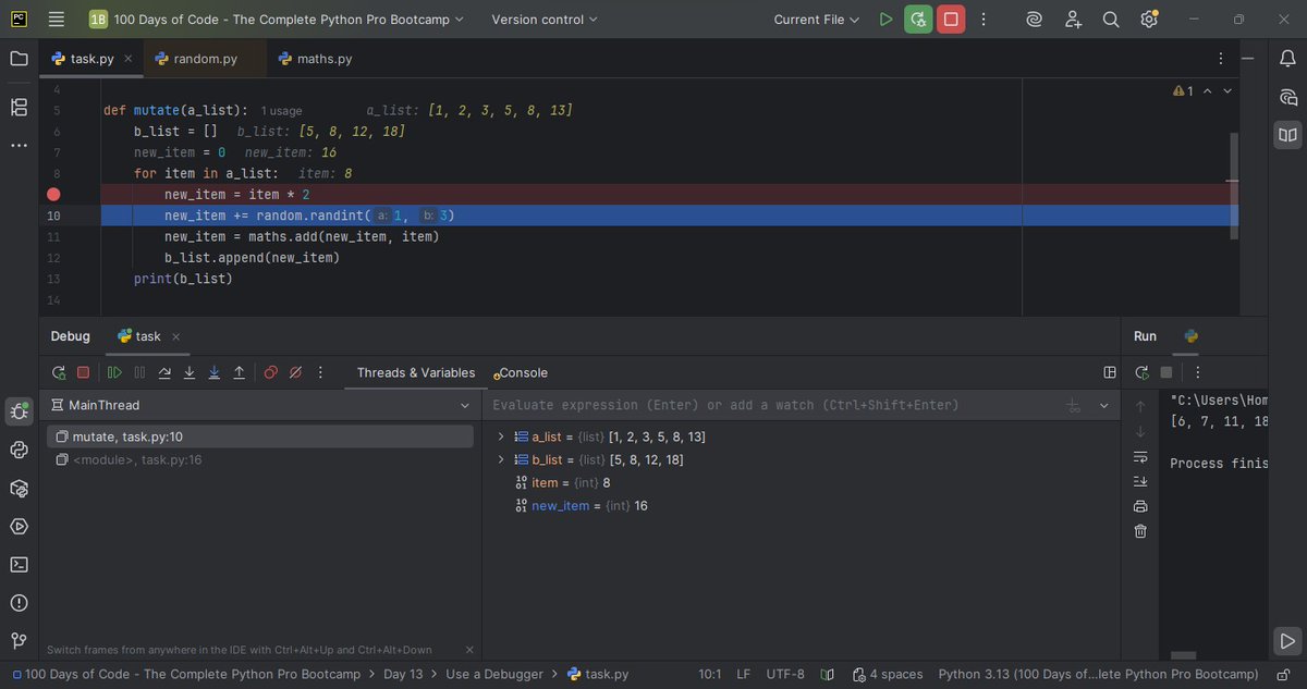 Kk3Carmen's tweet photo. Following #AngelaYu Python bootcamp. For #Day13, I looked into debugging.

#python #100daysofcoding #pythonlearning https://t.co/RQKYfRU8xe