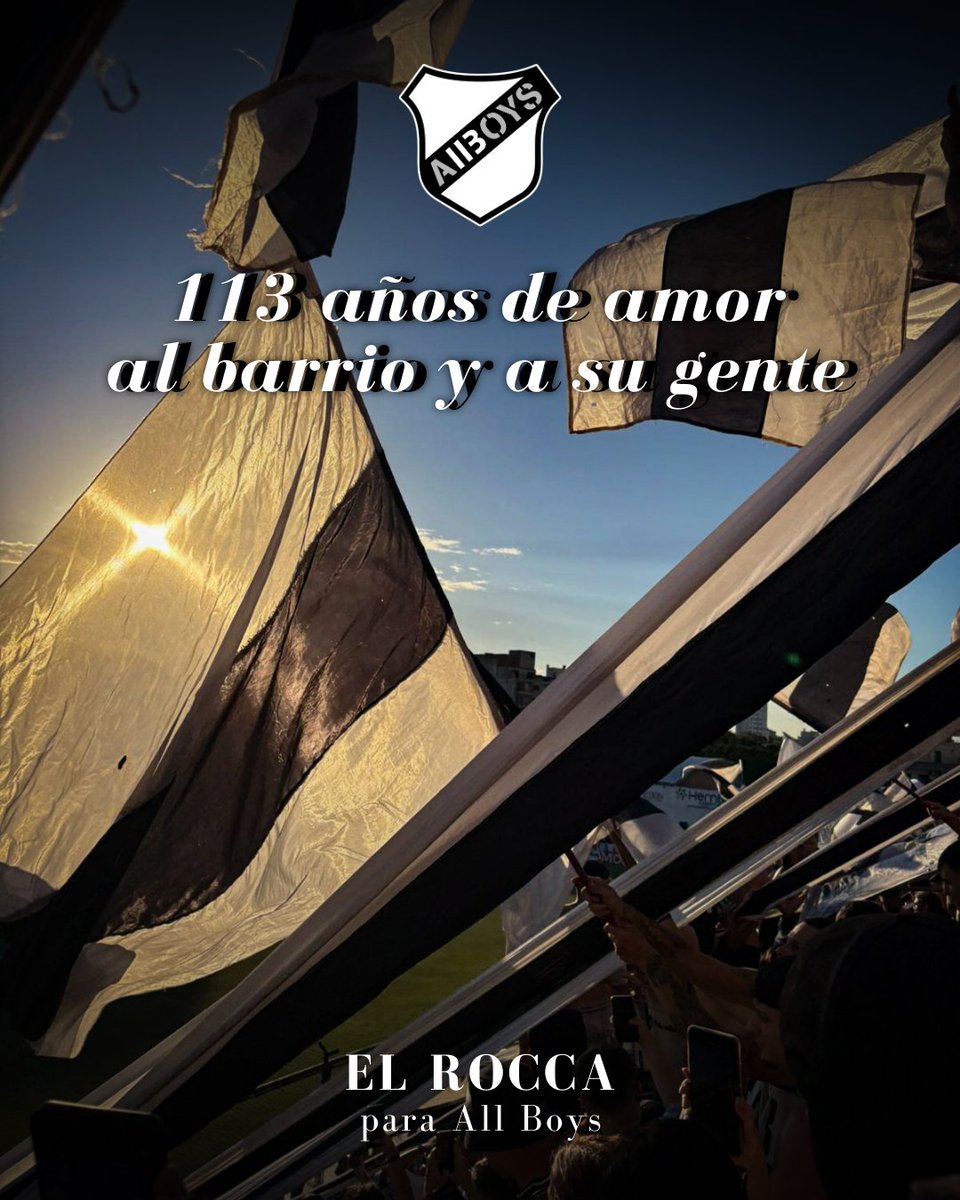 🎉 ¡Felices 113 años #All Boys!

😍  Historia, barrio y pertenencia.

 💪 113 años de amor al barrio y a su gente.

🤍🖤 #ElRoccaParaAllBoys 🖤🤍