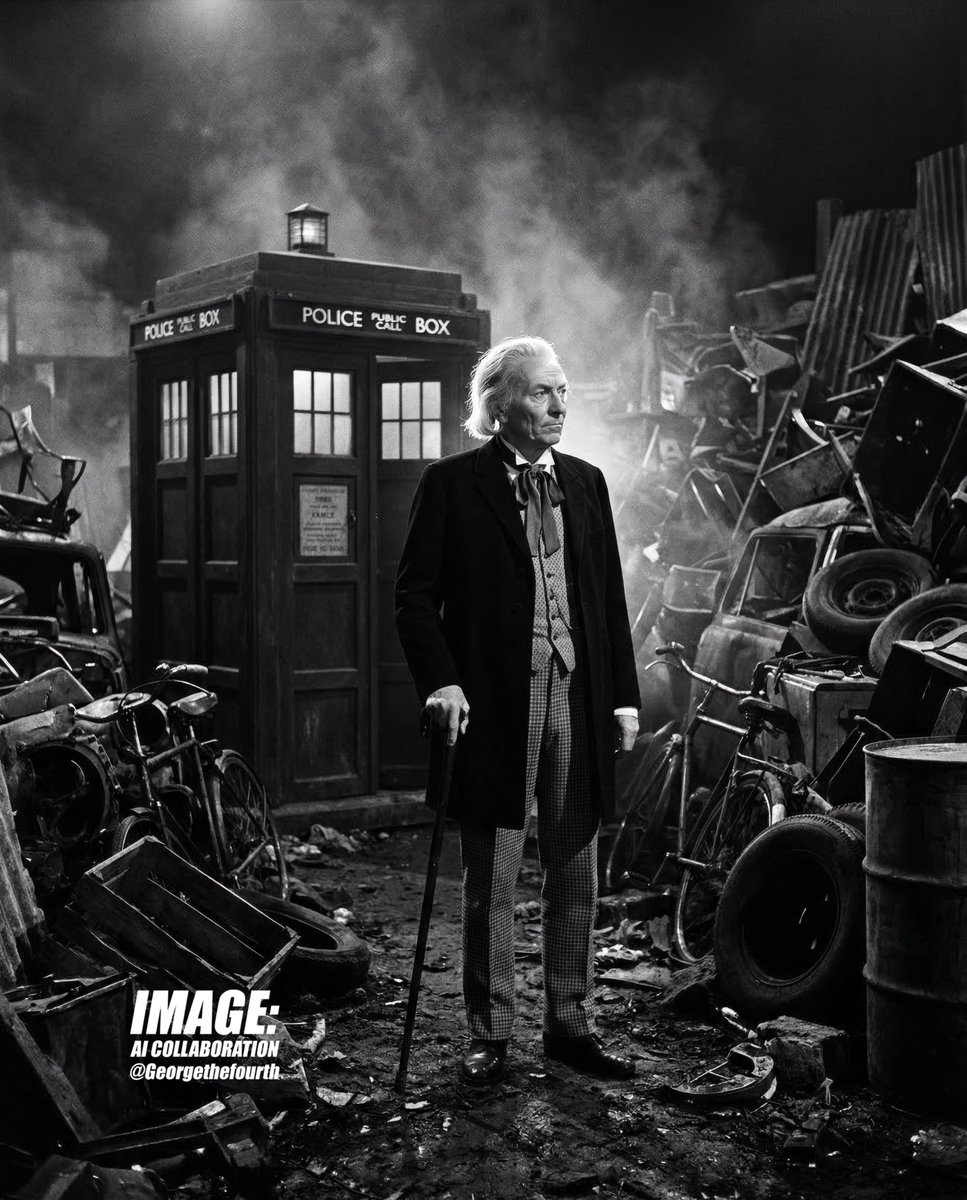 georgethefourth's tweet image. The original Doctor in a junk yard at Totter's Lane. #WilliamHartnell #DoctorWho