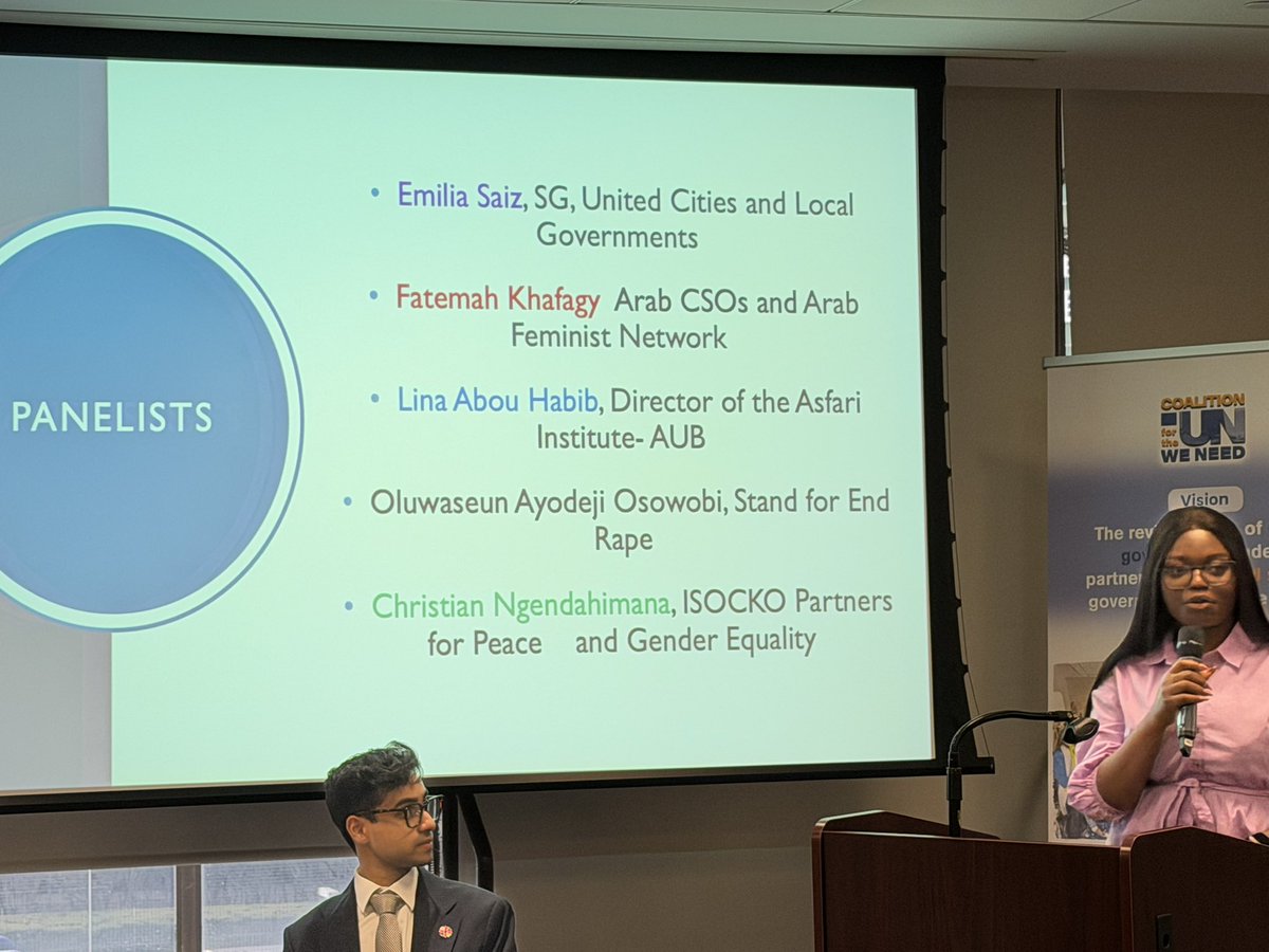 c4unwn's tweet photo. Happening Now at our #CSW70 side event: @AyodejiOsowobi of @StandtoEndRape calls for connecting grassroots efforts with global frameworks to close the gap between international commitments and on the ground impact. https://t.co/zH9NMCntTg
