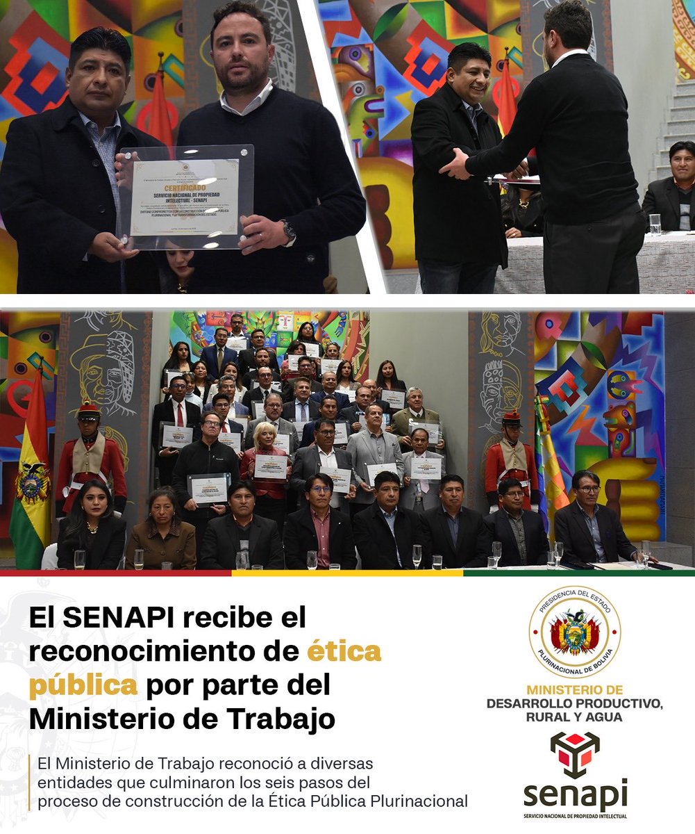 📊 El SENAPI recibió un reconocimiento institucional basado en valores y principios éticos para mejorar el servicio público, mismo que destaca el compromiso de las instituciones públicas con una gestión basada en transparencia, responsabilidad y ética🤝

#SENAPI #Reconocimiento