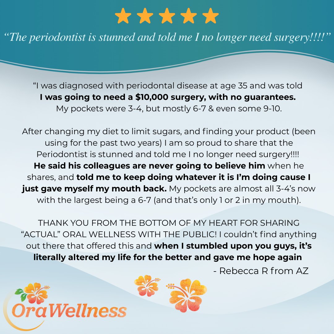OraWellness's tweet photo. Rebecca, thank you for trusting us with your journey and allowing us to share it.
Your words will give hope to many people who may be wondering if their oral health situation is “too far gone.”
Please remember, our mouths are dynamic ecosystems that truly want to be healthy. https://t.co/I0f6UBMKnY