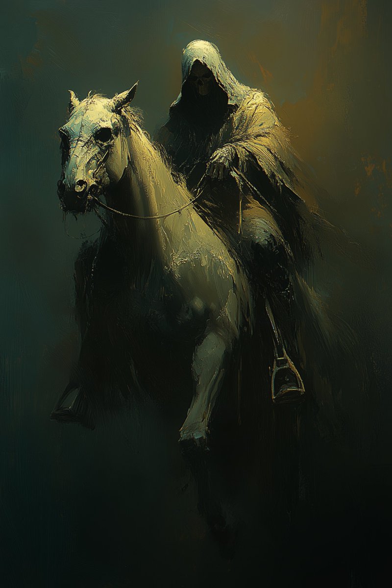 revelinai's tweet photo. QT your Four Horsemen of the Apocalypse

Thank you @ajdasoddities, @highlander83Art, @VinnieM84556, and @live2rideahd 😊🙏🏼

Conquest (Red, White Horse)
War (The Bridge Keeper)
Famine (Orange, Black Horse)
Death (Pale) https://t.co/2HLYyvHMXi