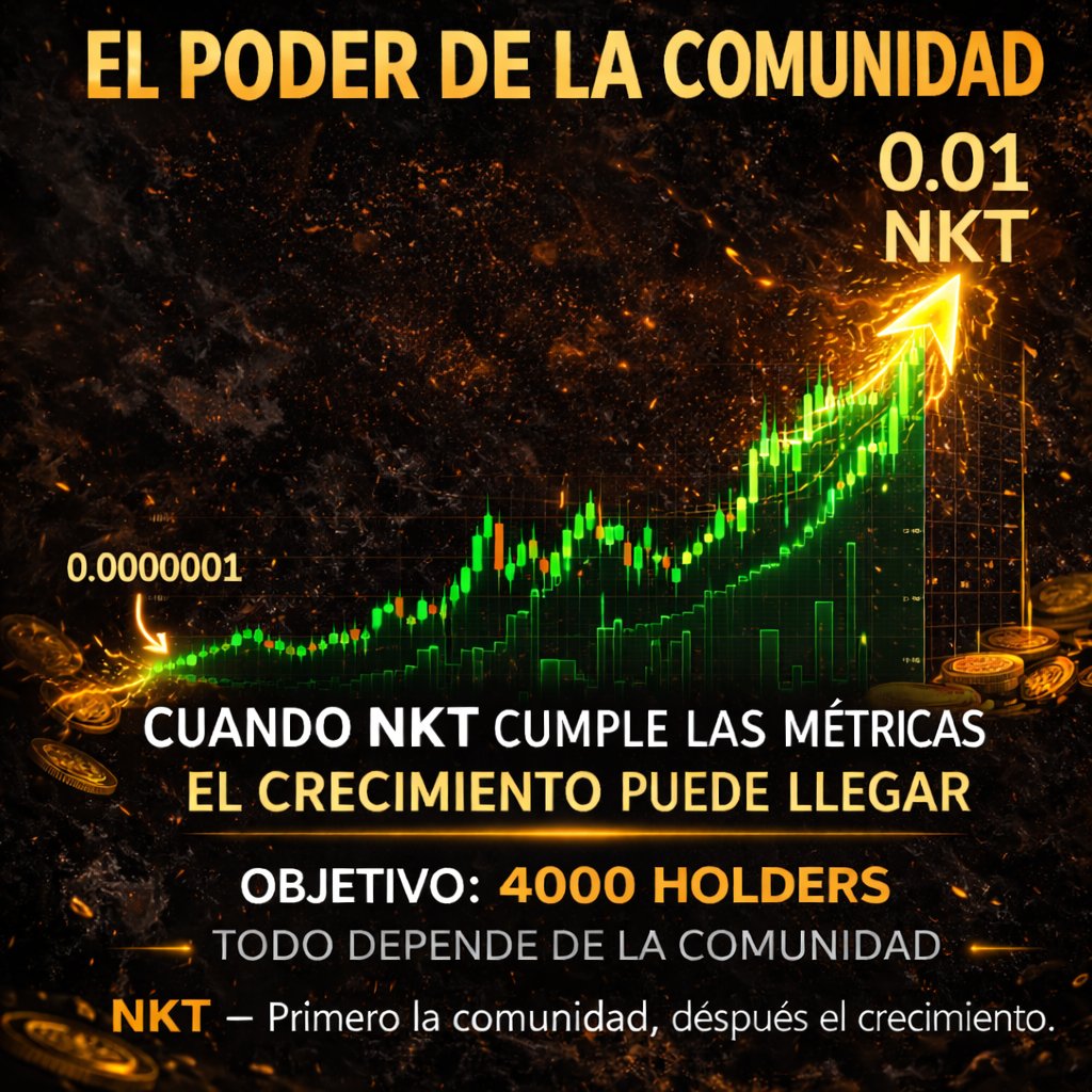 NakamotoNKT7's tweet photo. 🚀📈 TODO EMPIEZA DESDE ABAJO… Y CRECE CON LA COMUNIDAD

NKT comenzó en 0.0000001 y el objetivo es claro: seguir creciendo paso a paso, cumpliendo métricas y sumando holders reales.
¿Vas a mirar desde afuera… o ser parte desde el comienzo?

#NKT #Satoshi #Nakamoto #Holders https://t.co/M34PZK0TqF