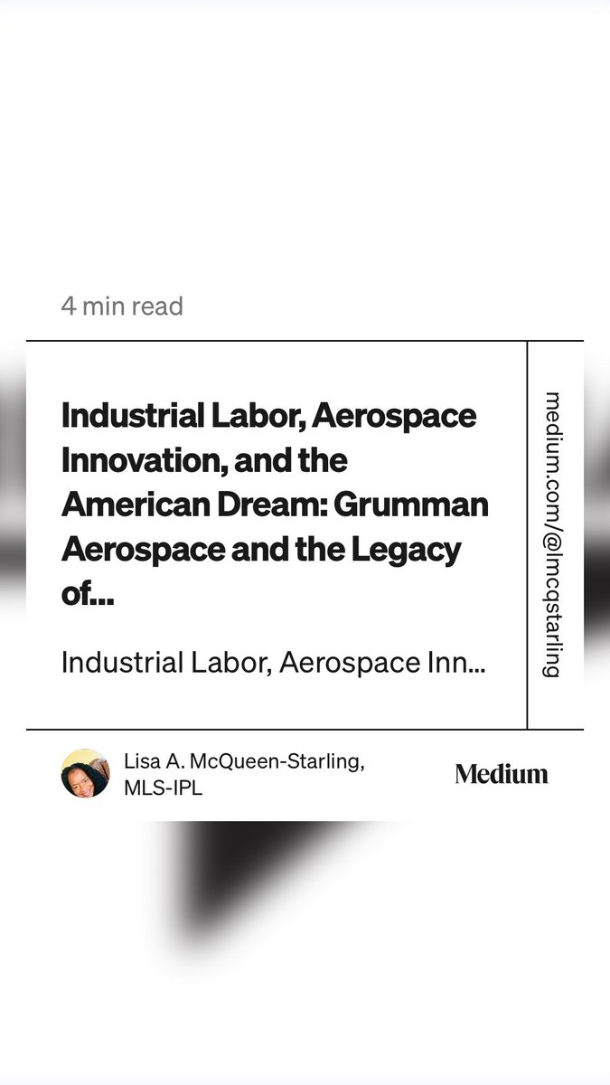 lmcqStar's tweet photo. “Industrial Labor, Aerospace Innovation, and the American Dream: Grumman Aerospace and the Legacy of…” by Lisa A. McQueen-Starling, MLS-IPL https://t.co/zbmDhYyy0d https://t.co/zjFIPYvS6f