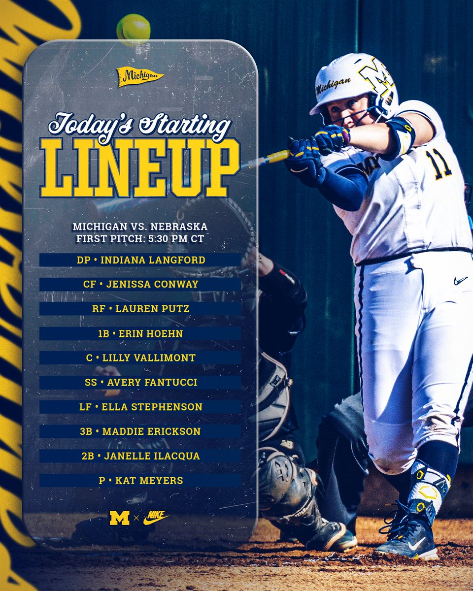 umichsoftball's tweet photo. #GAME26 Starting Lineup.
Live Video >> https://t.co/rqJK1yARAc
Live Stats >> https://t.co/tfjQSG8jJh https://t.co/VN0eRXS74B