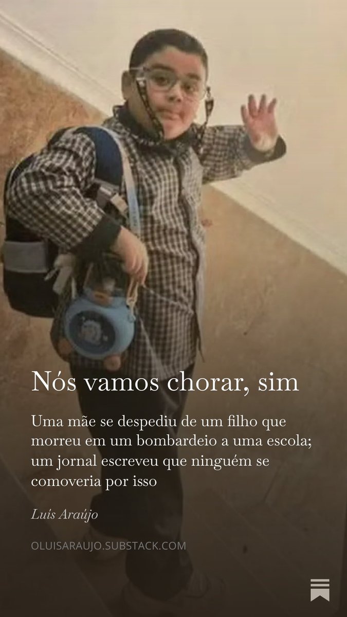 Tem de ser muito escroto pra achar que algumas pessoas que morrem numa guerra não são dignas de comoção. 

Escrevi um pouco sobre isso aqui: 

open.substack.com/pub/oluisarauj…