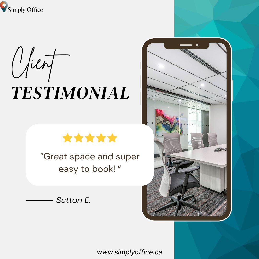 SimplyOfficeVan's tweet image. Happy Friday!

A heartfelt thank-you to Sutton for the thoughtful review. Your support means so much to our team. We are always thrilled to hear when someone has had a smooth and positive experience with us.

#SimplyOfficeStories #ProfessionalSpaces #SupportLocalBusiness #Work