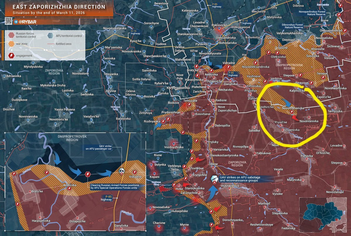 Les lignes russes cèdent.

La carte de Rybar reflète désormais une importante pénétration ukrainienne, confirmant les avancées que les cartographes ukrainiens signalaient déjà dans la région.

La réalité sur le champ de bataille est claire : les forces ukrainiennes continuent