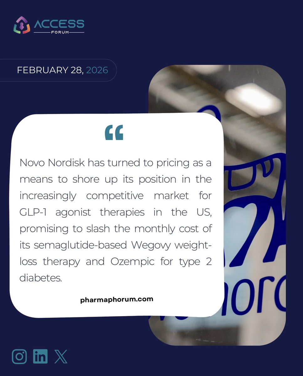 Accessforum_'s tweet photo. “Novo Nordisk to cut GLP-1 prices in tough US market”

#AFindustrynews #Novonordisk #glp https://t.co/k1vUredfOW