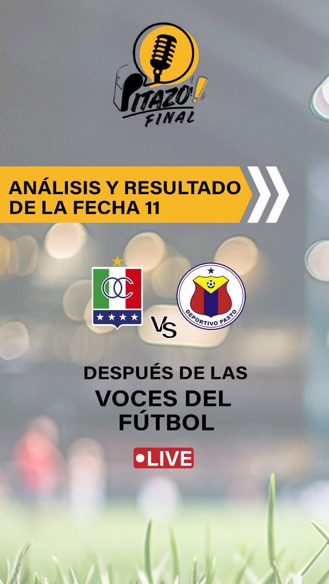 Después de la transmisión de <a href="/vocesfutbolcol/">Las Voces del Futbol | Manizales</a> los esperamos en Pitazo Final con los pormenores del partido <a href="/oncecaldas/">🏆 Once Caldas ⭐️⭐️⭐️⭐️</a> vs <a href="/DeporPasto/">Deportivo Pasto</a> 

¡Invitados todos!