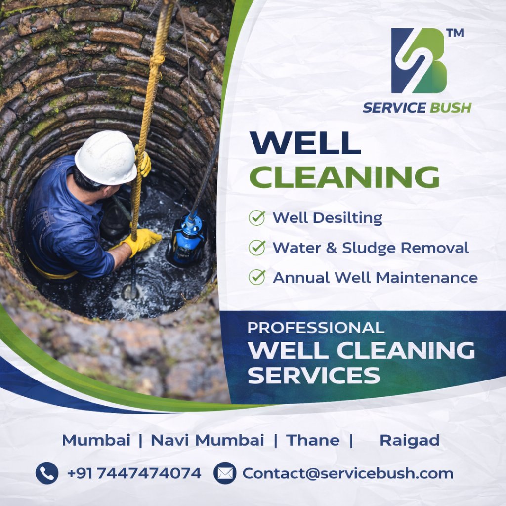 ServiceBush's tweet photo. Well Cleaning Services in Mumbai | Navi Mumbai | Thane | Raigad
Professional well desilting and maintenance services.
📞 +91 7447474074 https://t.co/ZD8WmtvMyC