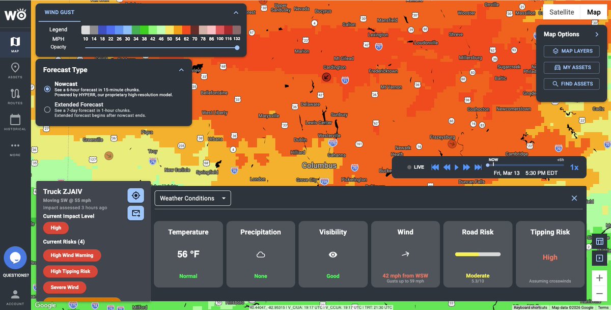 ScottPecoriello's tweet photo. The Tipping Index is an AI-based Impact Model – it generates predictive and real-time probabilities of a tipping event at the individual vehicle level.

This allows fleets to:

→ Alert only the drivers actually at risk 
→ Avoid unnecessary multi-state shutdowns that may cost $ millions in operational expenses 
→ Give dispatchers clear, localized guidance