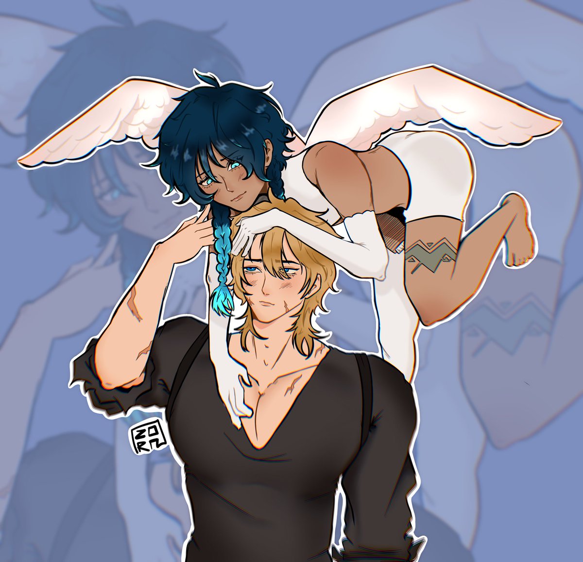 zoramune's tweet photo. i don’t see that much fan art of them so i had to make it myself :P

#varka #venti #genshinimpact #fanart #genshinfanart https://t.co/MPeNVc5aDP