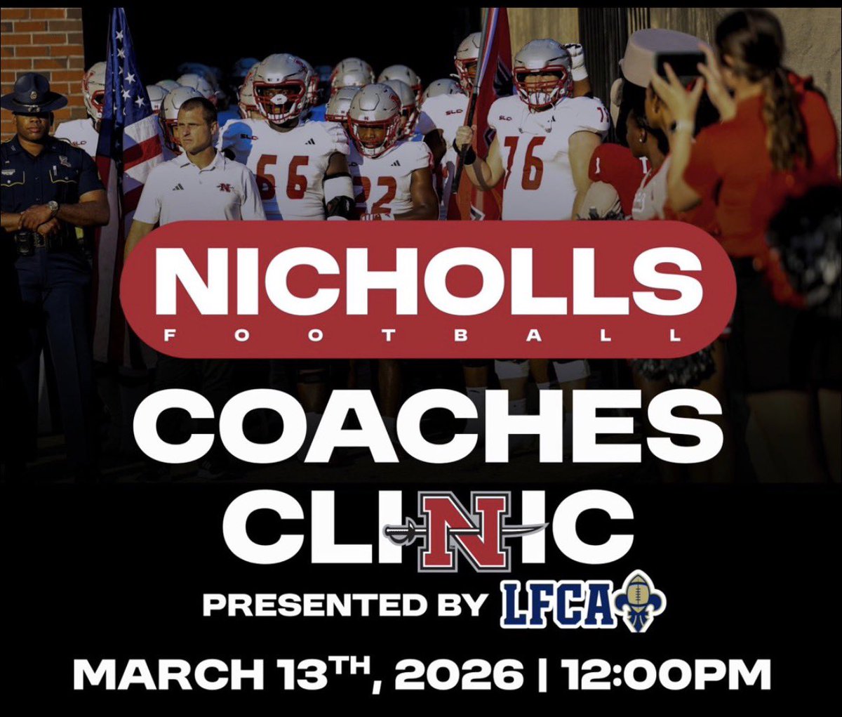 coach_ty12's tweet photo. Today I had the pleasure of presenting at Nicholls Football Coaches Clinic. Presented by LFCA. Thank you guys for the opportunity and experience. #TerrebonnePerfect https://t.co/MMIcBg7gjG