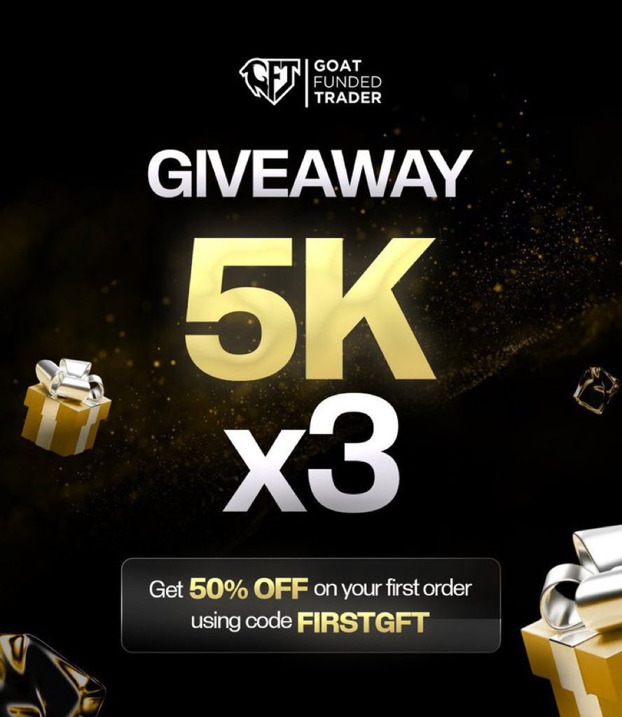 Prop account giveaway.

I’m giving out 3 GoatFunded $5k accounts to support a few traders who are ready to take the next step.

To enter:
• Like and retweet
• Follow <a href="/EdwardXLreal/">Edward</a> <a href="/GFT_Partners/">Goat Funded Trader Partners</a> <a href="/Leveragedgiant/">🦧🦧</a> <a href="/Paul__GFT/">Paul | Goat Funded Trader Support</a> <a href="/GoatFunded/">Goat Funded Trader</a> 

That’s all.
Good luck to everyone. 🀄️