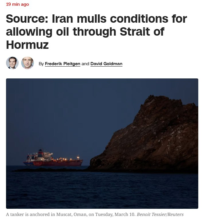 ChinaNow24's tweet photo. NEW: 

Iran is considering allowing a limited number of oil tankers to pass through the Strait of Hormuz, provided that the oil cargo is traded in Chinese yuan, according to CNN, citing a senior Iranian official. https://t.co/kMC9Ox4DxW