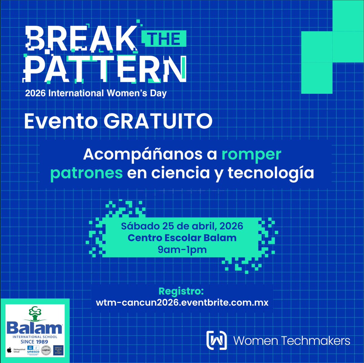 Sé testigo de como las mujeres estamos rompiendo patrones STEM en el caribe mexicano 💙

Link de registro: wtm-cancun2026.eventbrite.com