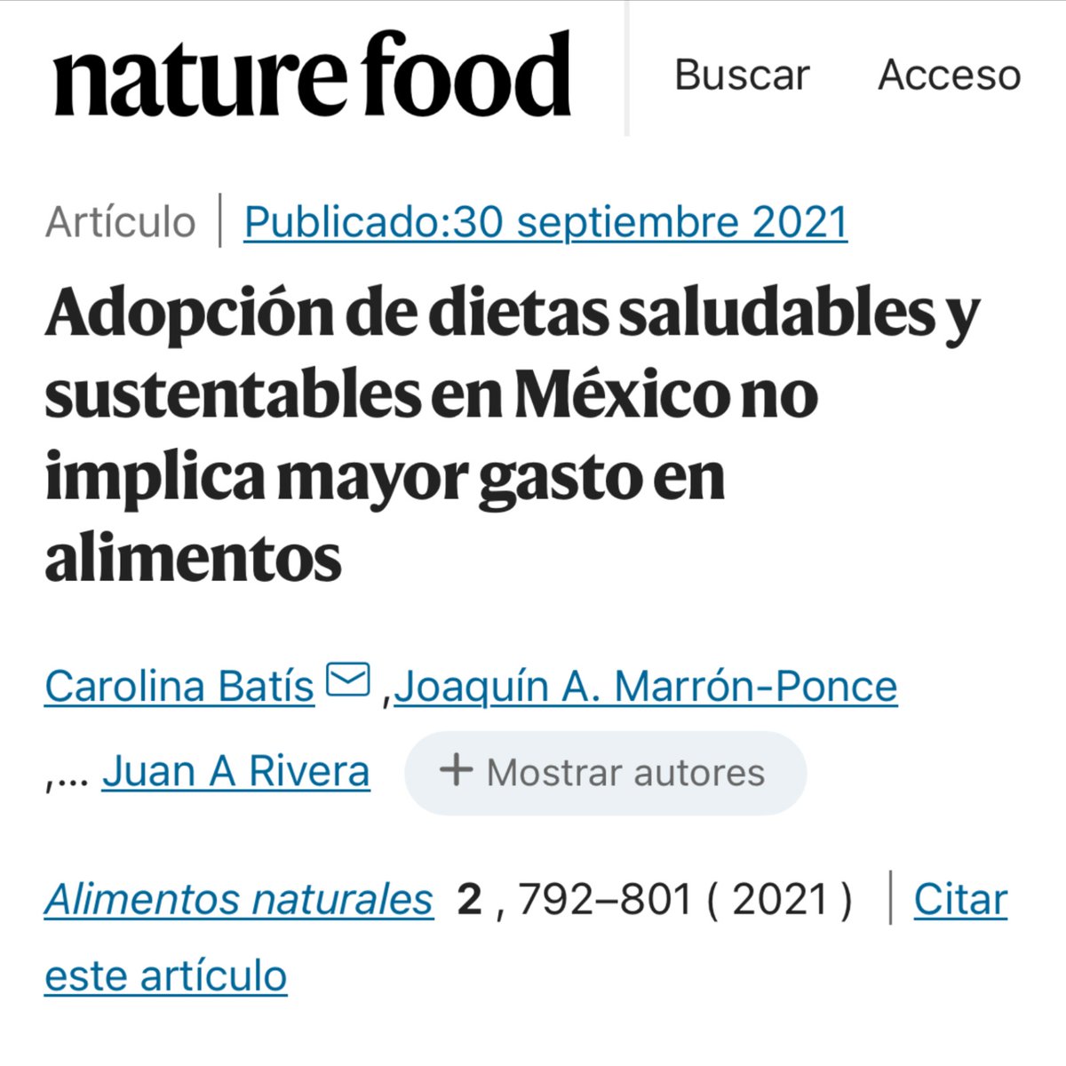 ¿Crees que comer saludable y sostenible es caro?🤔

Esta creencia es falsa y lo demostramos en este artículo. Investigadores del CINyS-INSP encontraron que la adopción de dietas saludables y sostenibles en México no implica un gasto adicional en la alimentación.

📌 Puedes