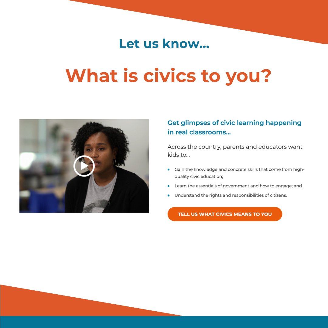 NationalCLW's tweet photo. It's the final day of #CivicLearningWeek, and we want to know what civics means to you! Upload a video, image, or written testimonial to share: https://t.co/nCMZhFLRjH https://t.co/YDcHBvz6Az